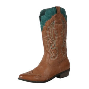 Coconuts by Matisse “Cimmaron” Faux Leather Western Boots Tan/Turquoise